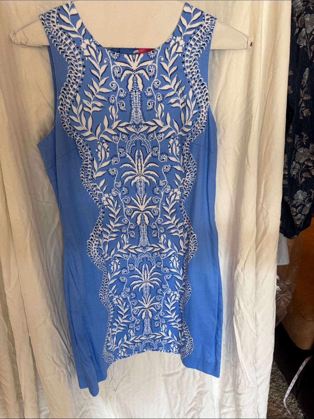 Lilly Pulitzer Blue and White Embroidered Sleeveless Dress